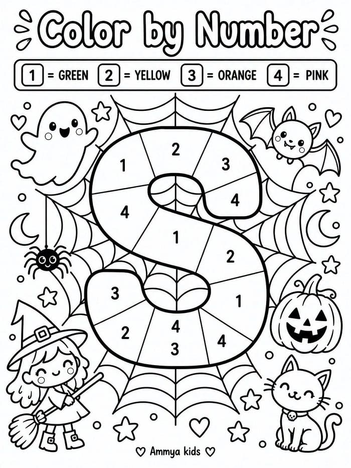 Halloween Alphabet Letter S Color By Number