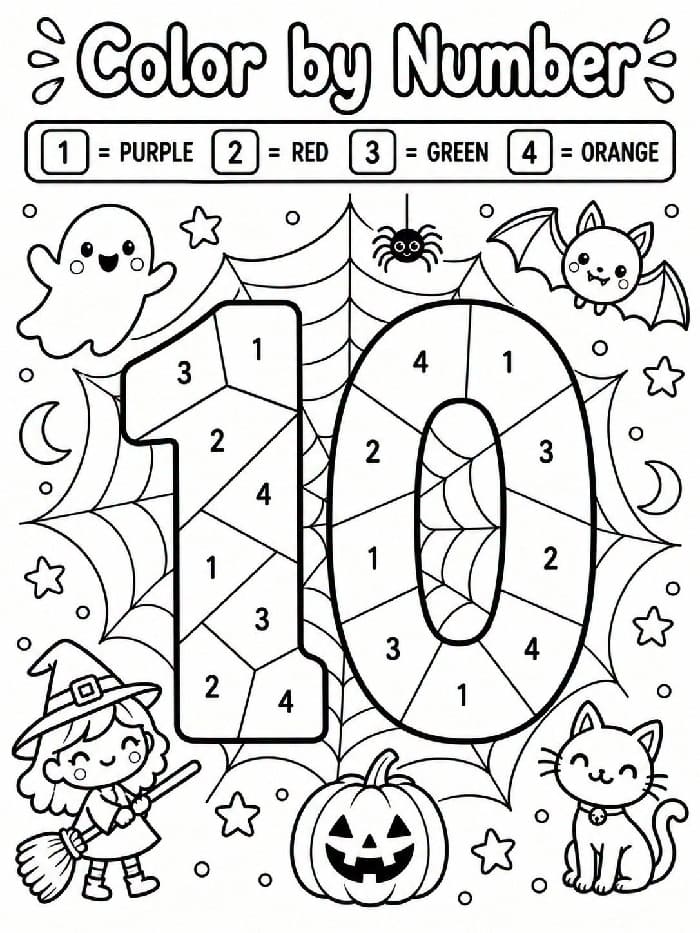 Halloween Number 10 Color By Number