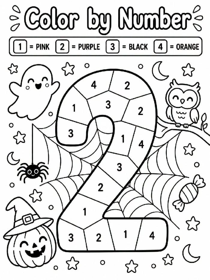 Halloween Number 2 Color By Number