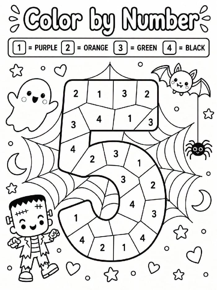 Halloween Number 5 Color By Number