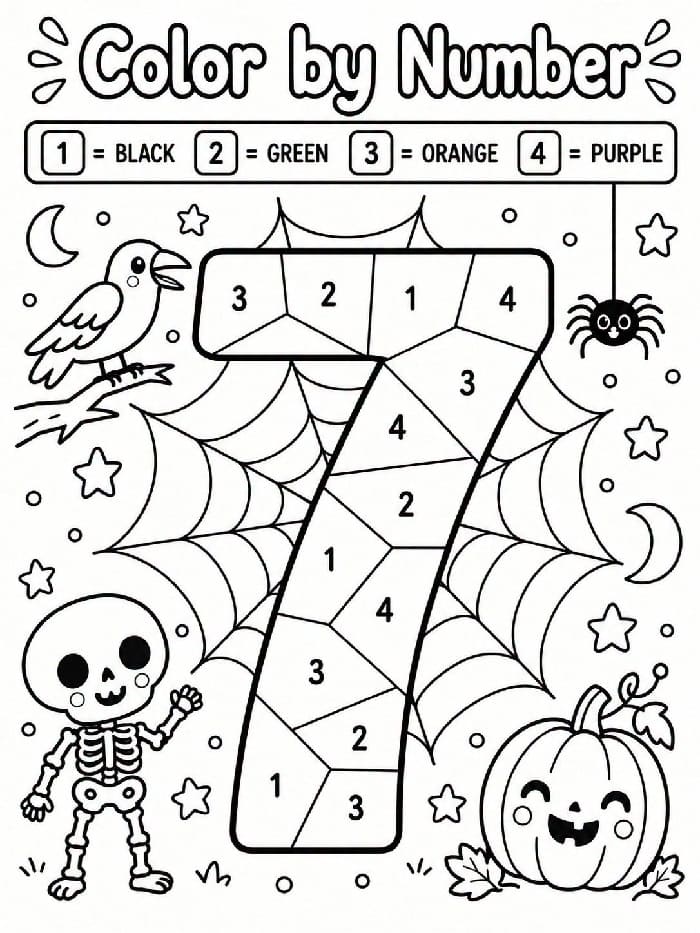 Halloween Number 7 Color By Number