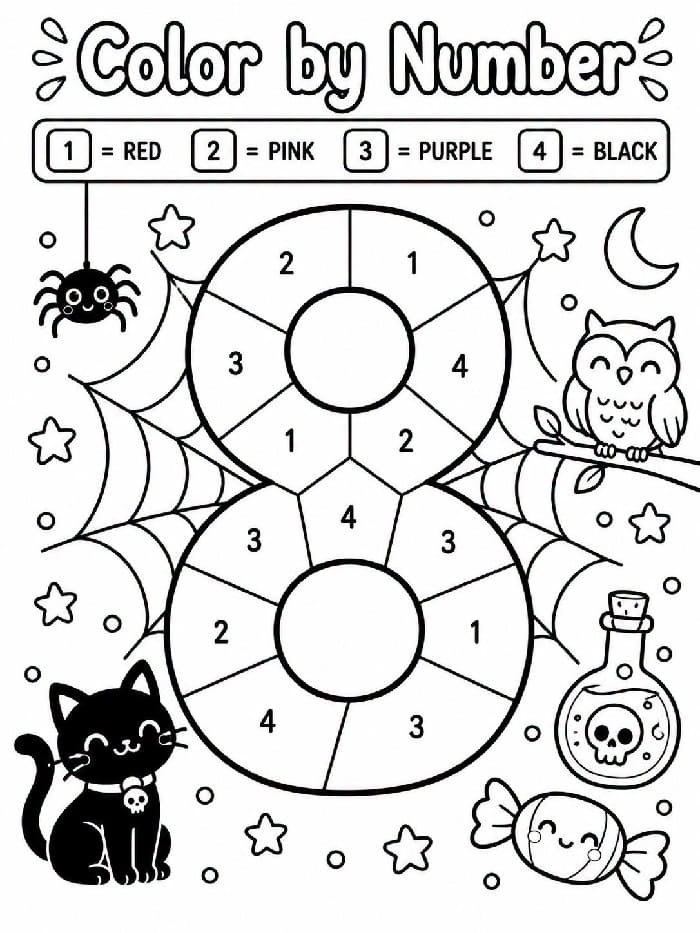 Halloween Number 8 Color By Number