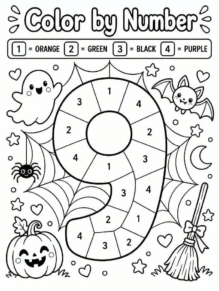 Halloween Number 9 Color By Number