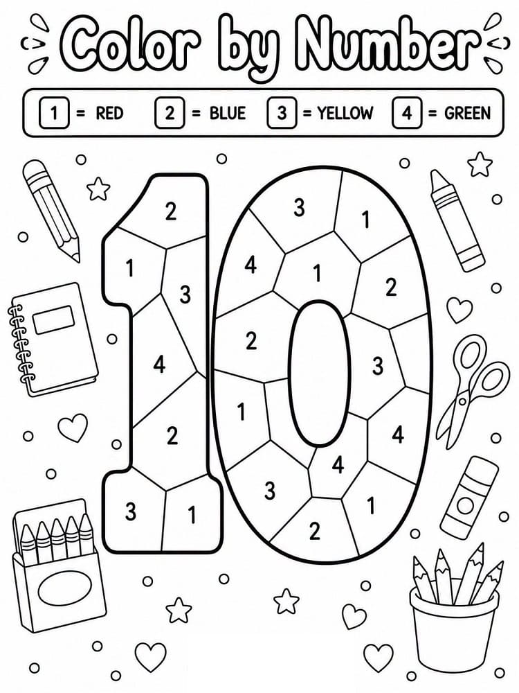Number 10 Color By Number