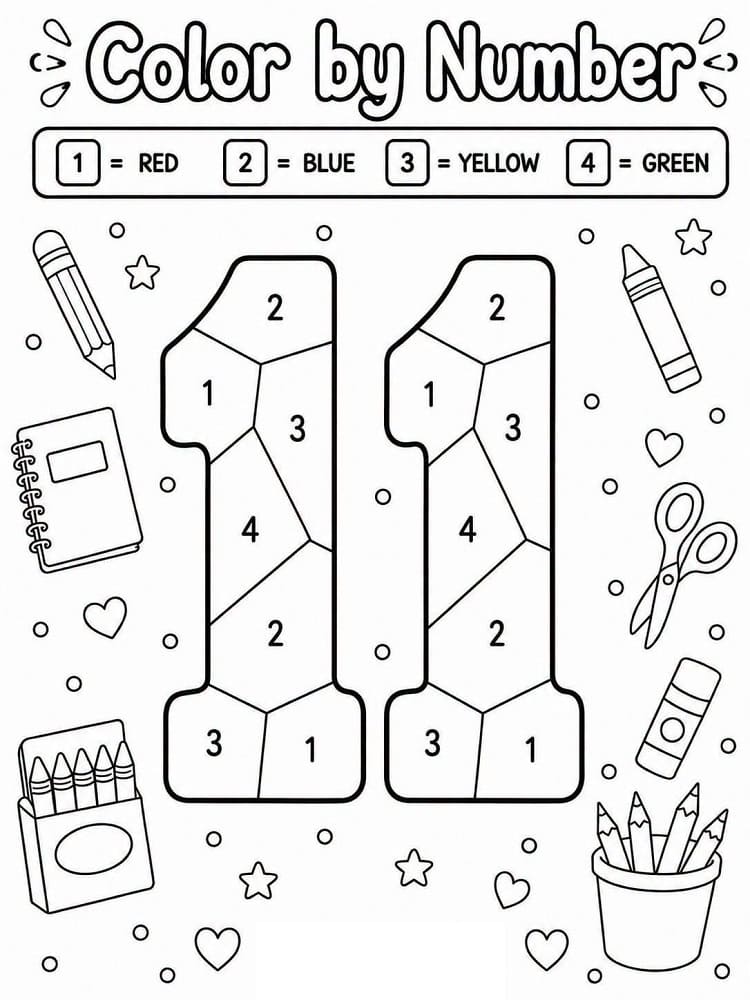 Number 11 Color By Number
