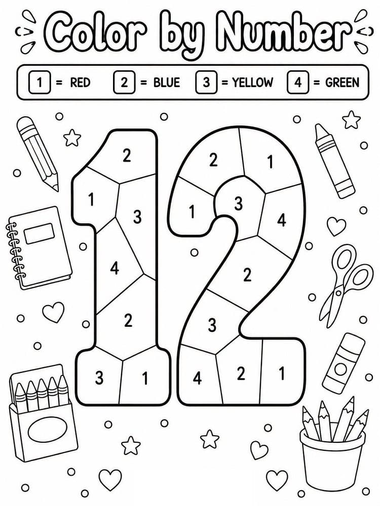 Number 12 Color By Number