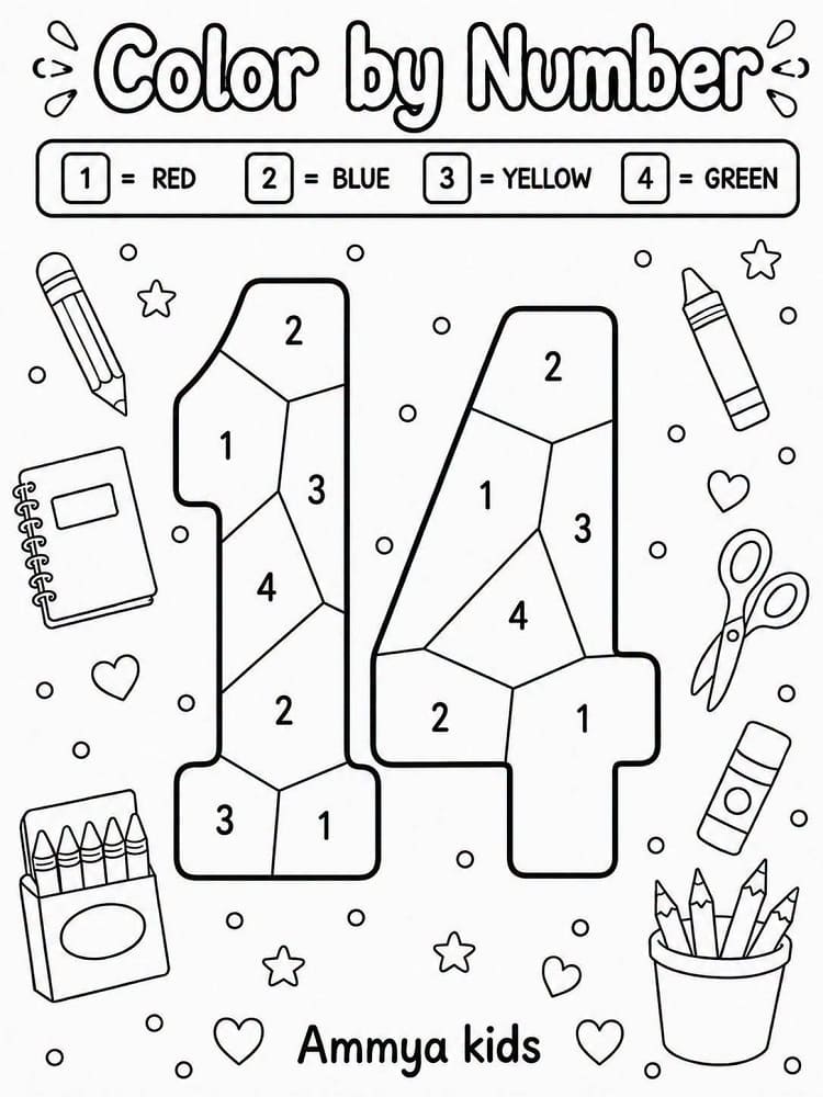 Number 14 Color By Number