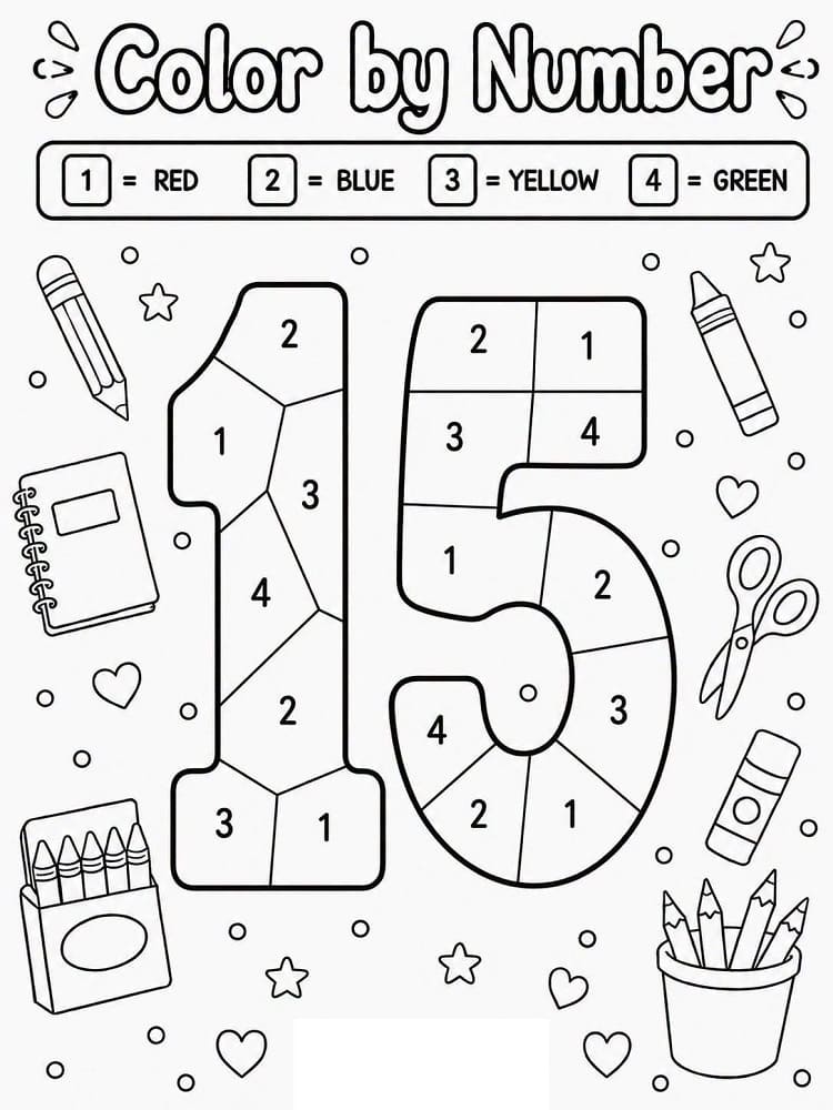 Number 15 Color By Number