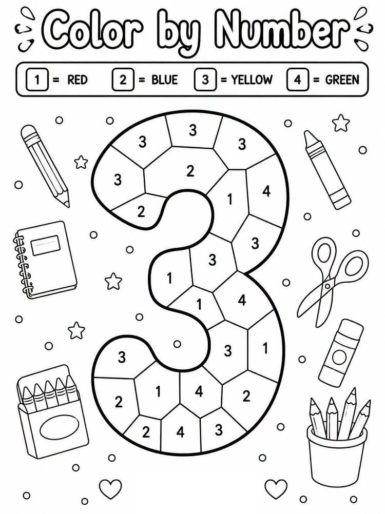 Number 3 Color By Number