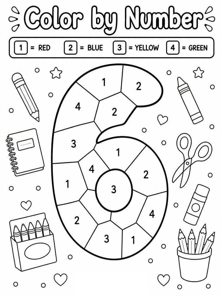 Number 6 Color By Number