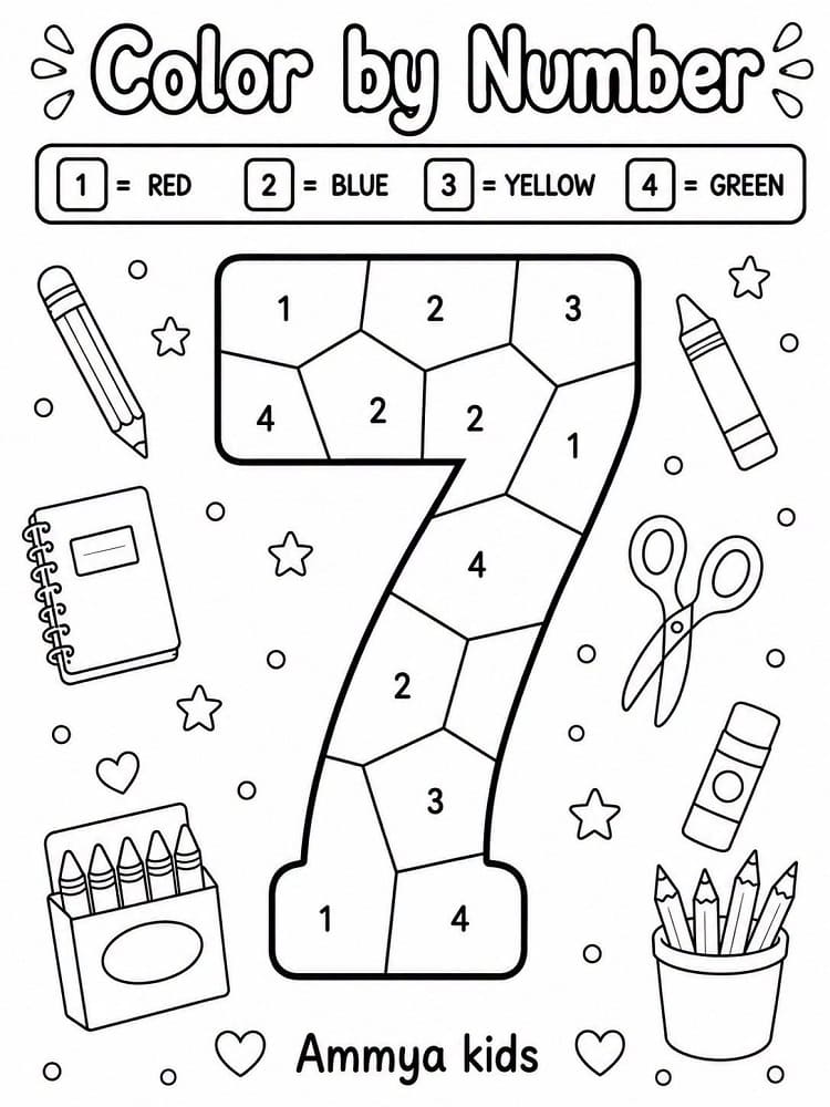 Number 7 Color By Number
