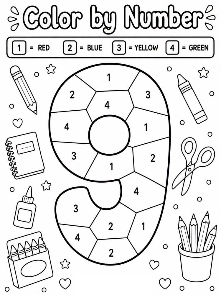 Number 9 Color By Number