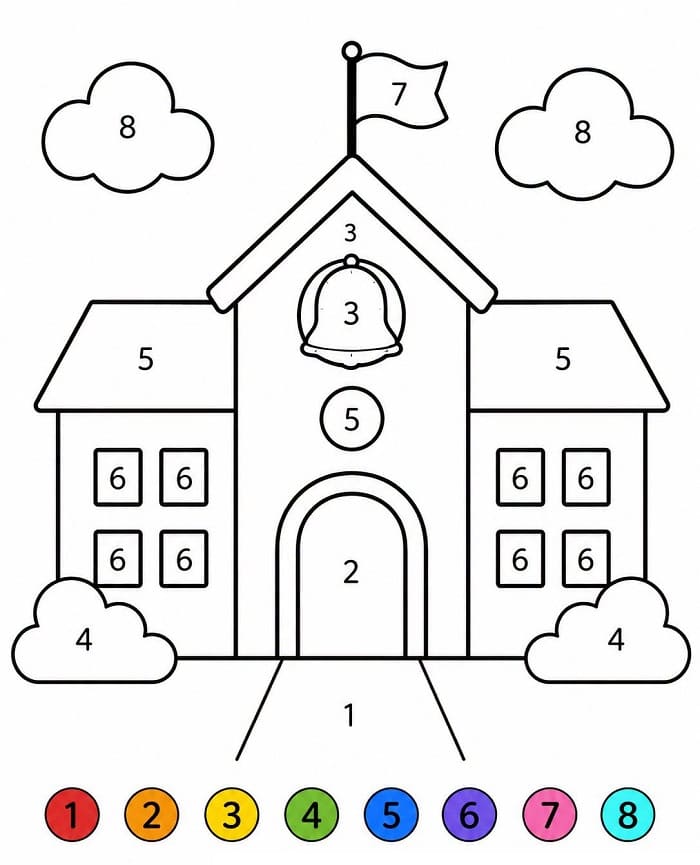 Simple School Color By Number